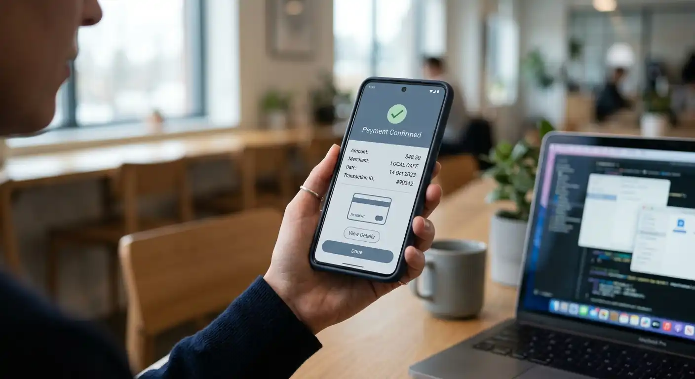 Smartphone mit Zahlungsübersicht für eine Einzahlung von 50 Euro im Online-Casino