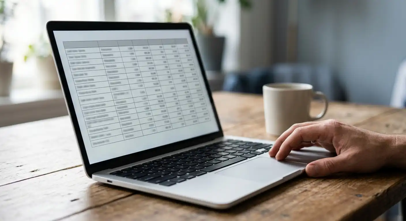 Nahaufnahme eines Laptops mit einer neutralen Vergleichstabelle mehrerer Anbieter