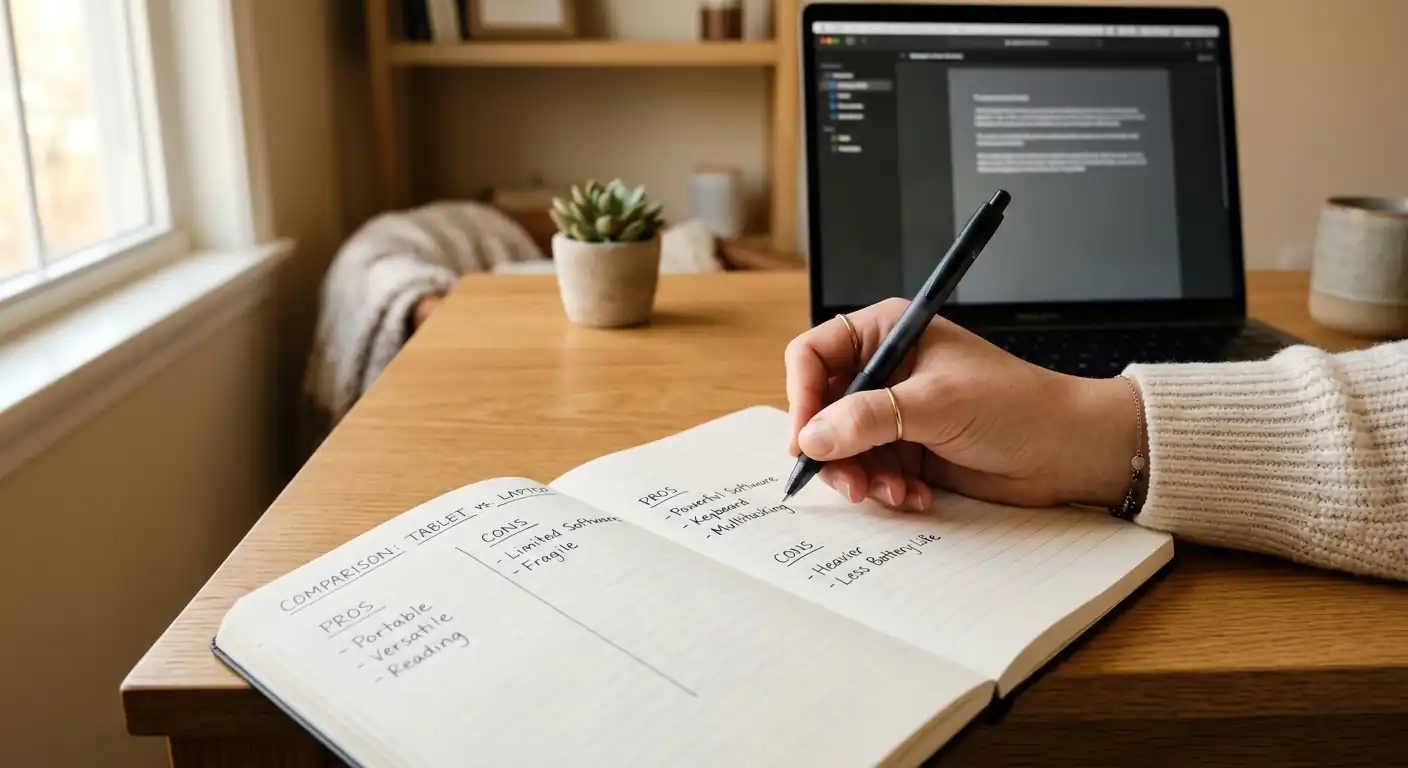 Notizblock mit handschriftlichem Vergleich mehrerer Casino-Anbieter