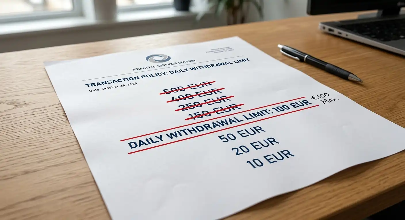 Auszahlungslimit-Grafik mit 100-Euro-Grenze bei Casino-Gewinnen