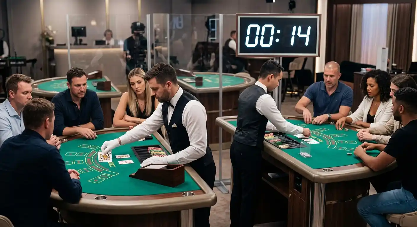 Vergleich von Squeeze- und Speed-Tischen am Live-Baccarat-Set mit Countdown-Anzeige