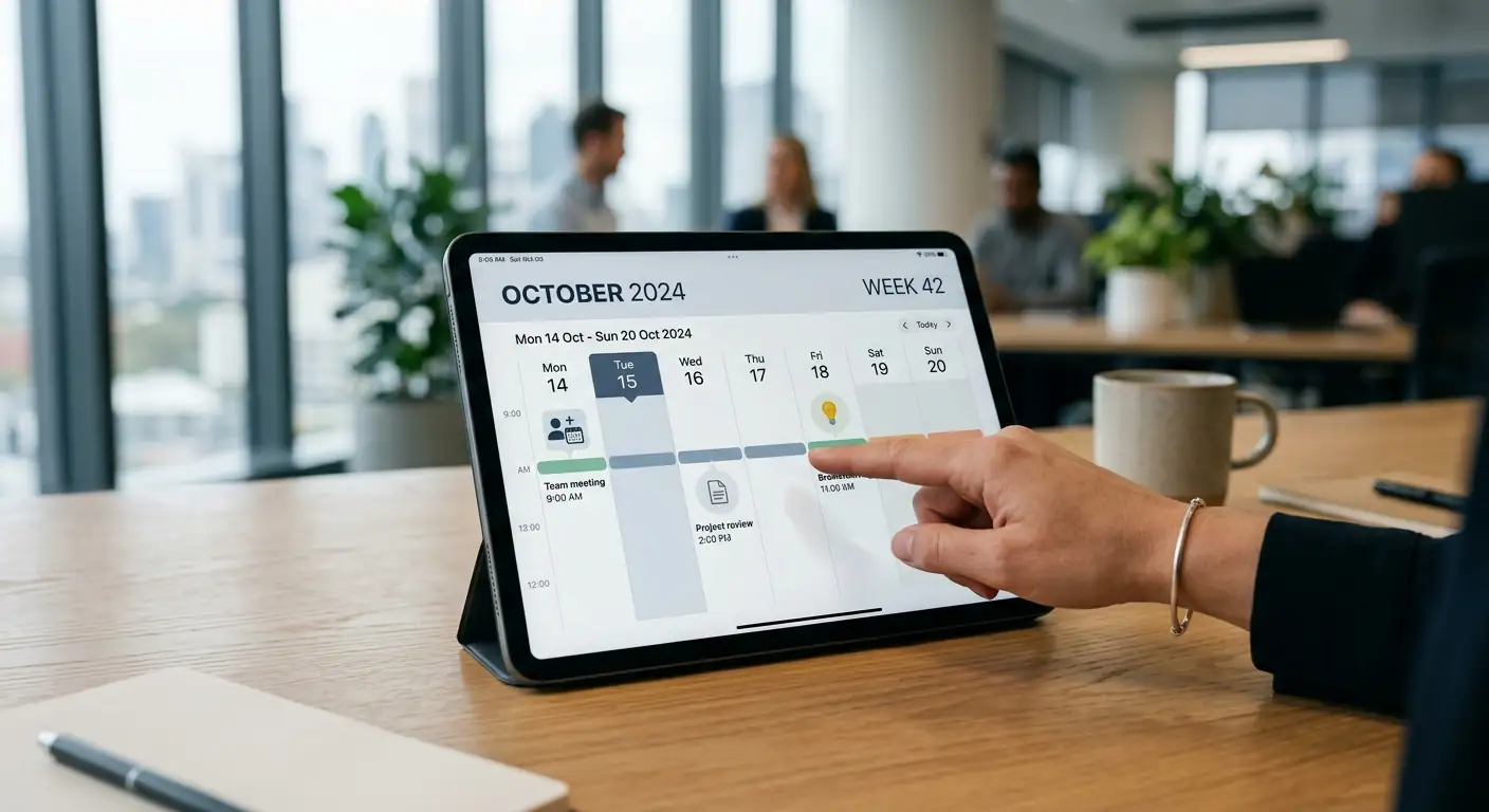 Tablet mit Kalender zeigt tägliche und wöchentliche Cashback-Intervalle