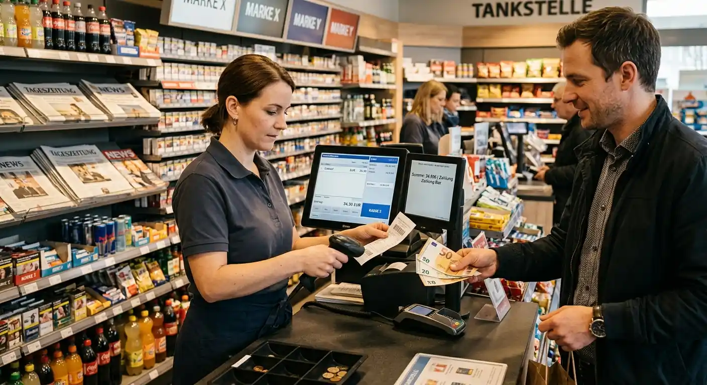CashtoCode-Barcode an einer deutschen Tankstelle einlösen