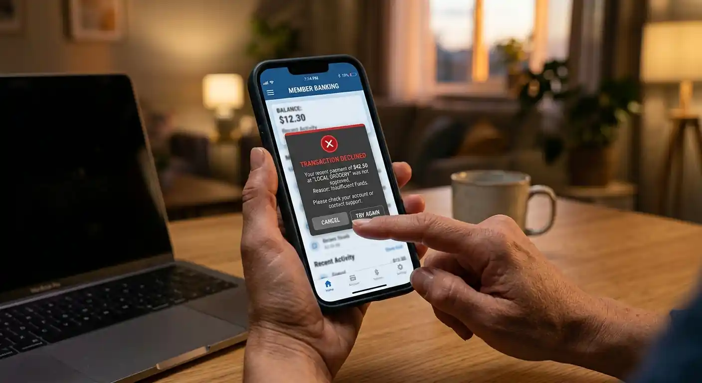 Bankblockade-Warnung auf Smartphone-Display