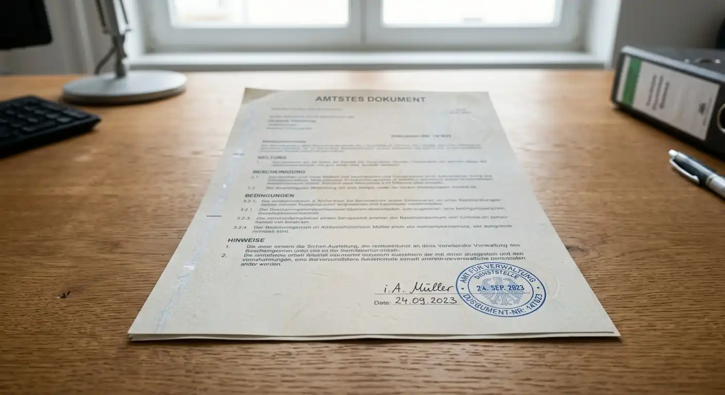Offizielles Lizenzdokument der GGL mit Stempel und Auflagen