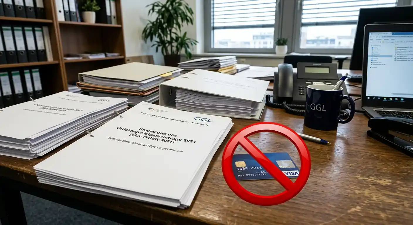 Symbolische Darstellung GGL-Lizenz mit durchgestrichener Kreditkarte