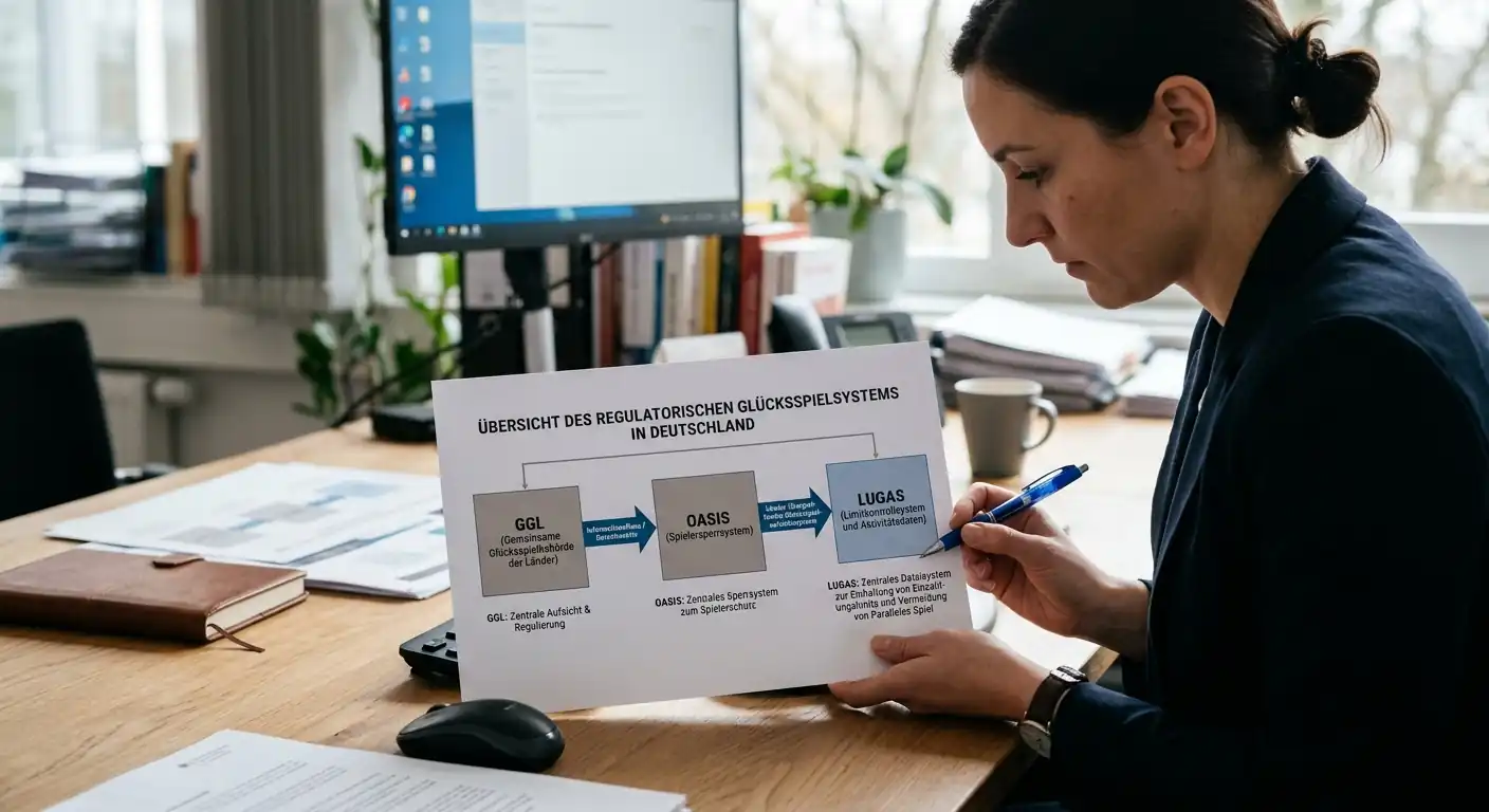 Offizielle GGL-Behördendokumentation mit OASIS und LUGAS Systemdiagramm