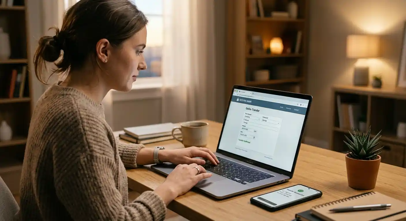 Überweisung per Online-Banking am Laptop mit TAN-Freigabe als Ablauf der Giropay-Einzahlung
