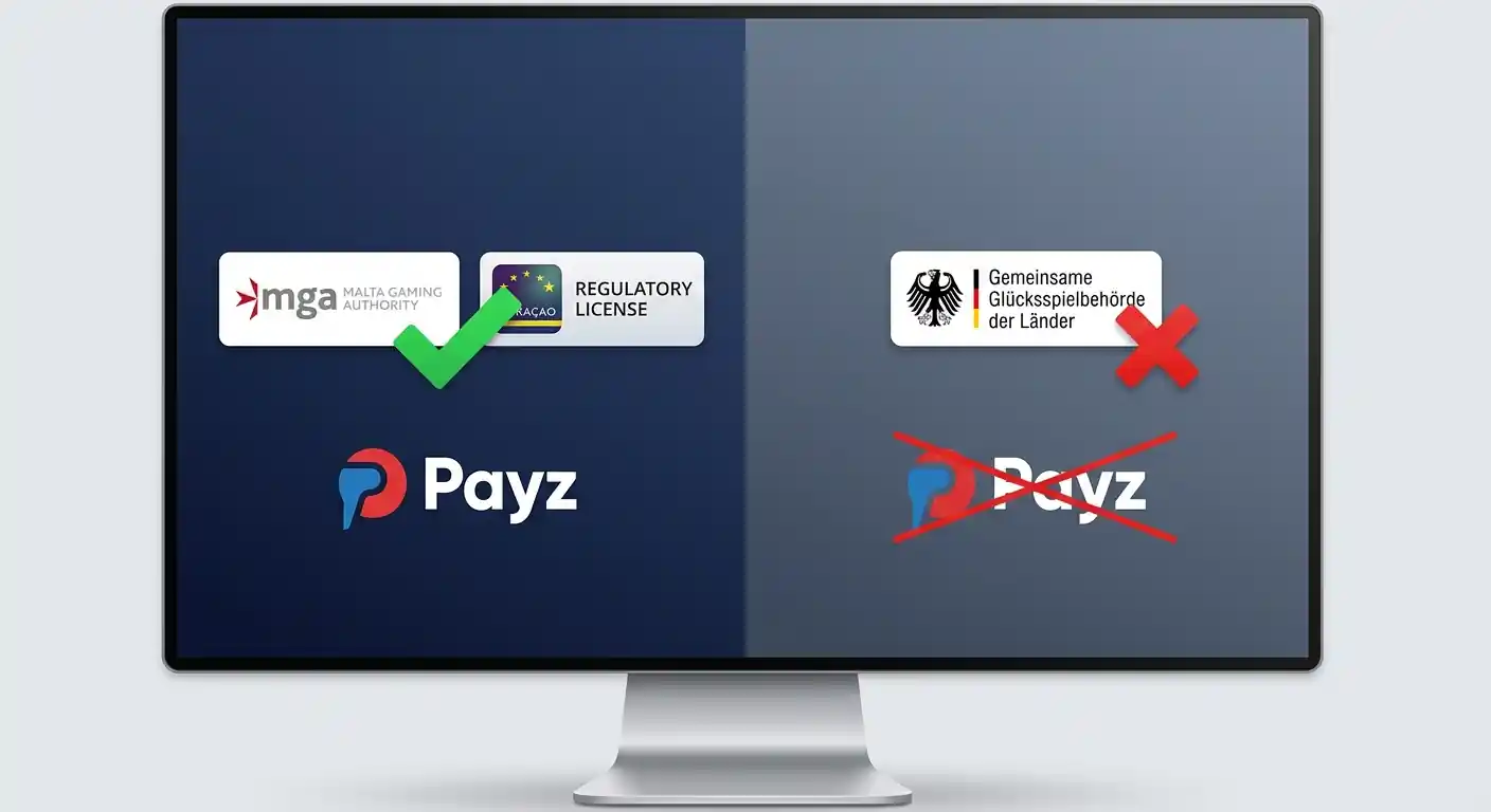 Lizenz-Dokument mit Malta Gaming Authority und Curacao-Siegel neben GGL-Logo