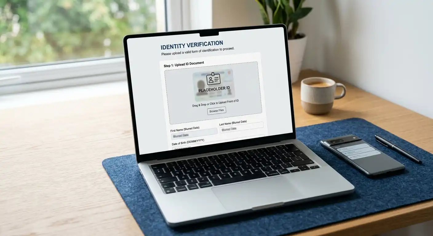 Hochgeladener Ausweis und Adressnachweis zur KYC-Verifizierung auf einem Bildschirm