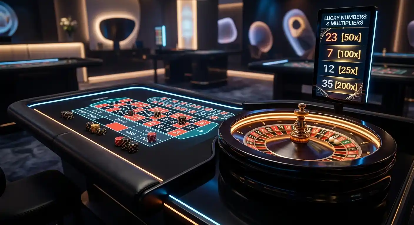 Lightning Roulette Spieltisch mit Multiplikator-Anzeige