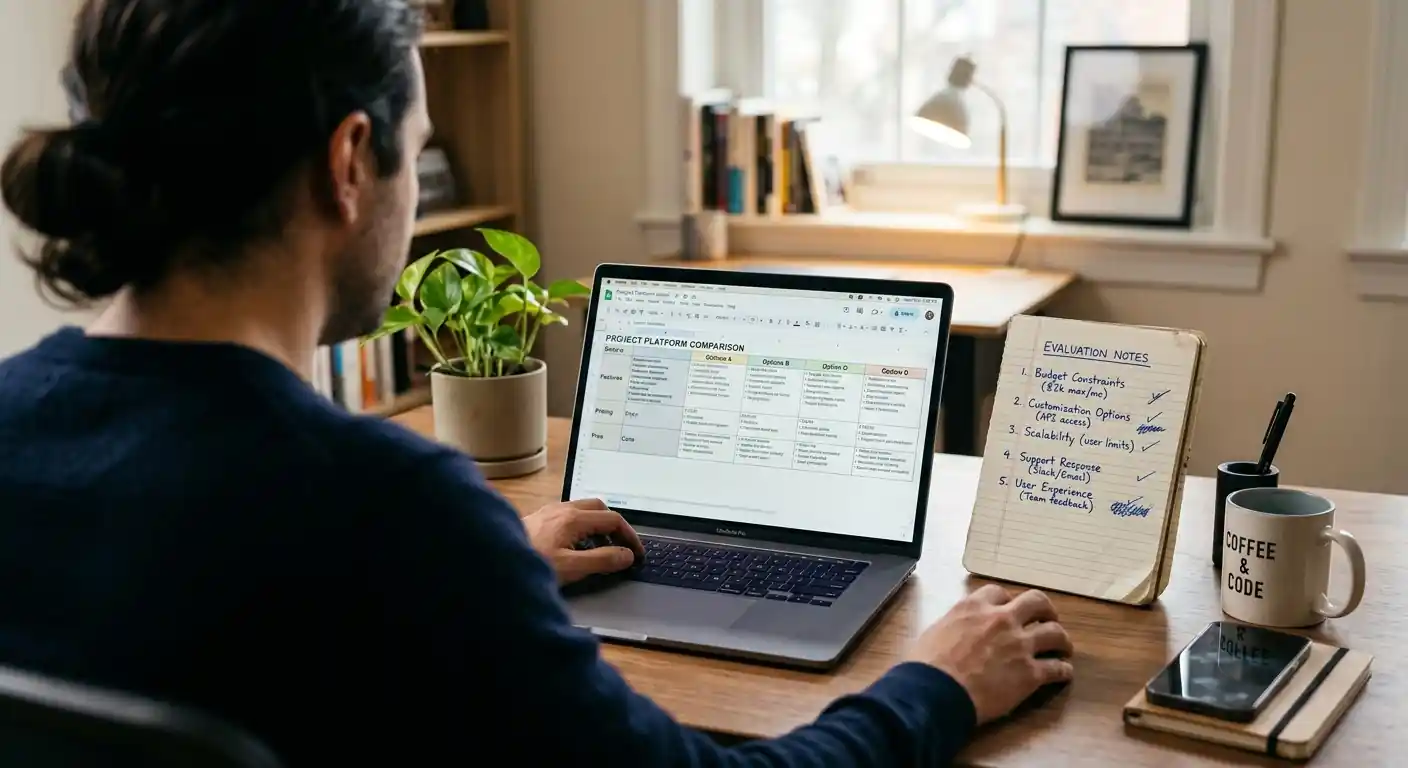 Person am Laptop mit Live-Blackjack-Auswahlkriterien-Checkliste