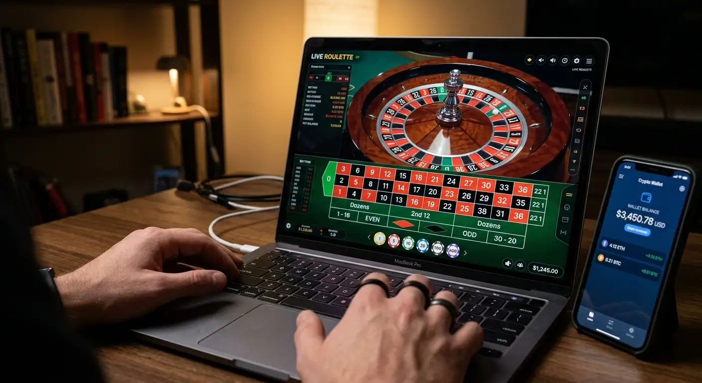 Live-Casino Roulette-Tisch aus Spielerperspektive