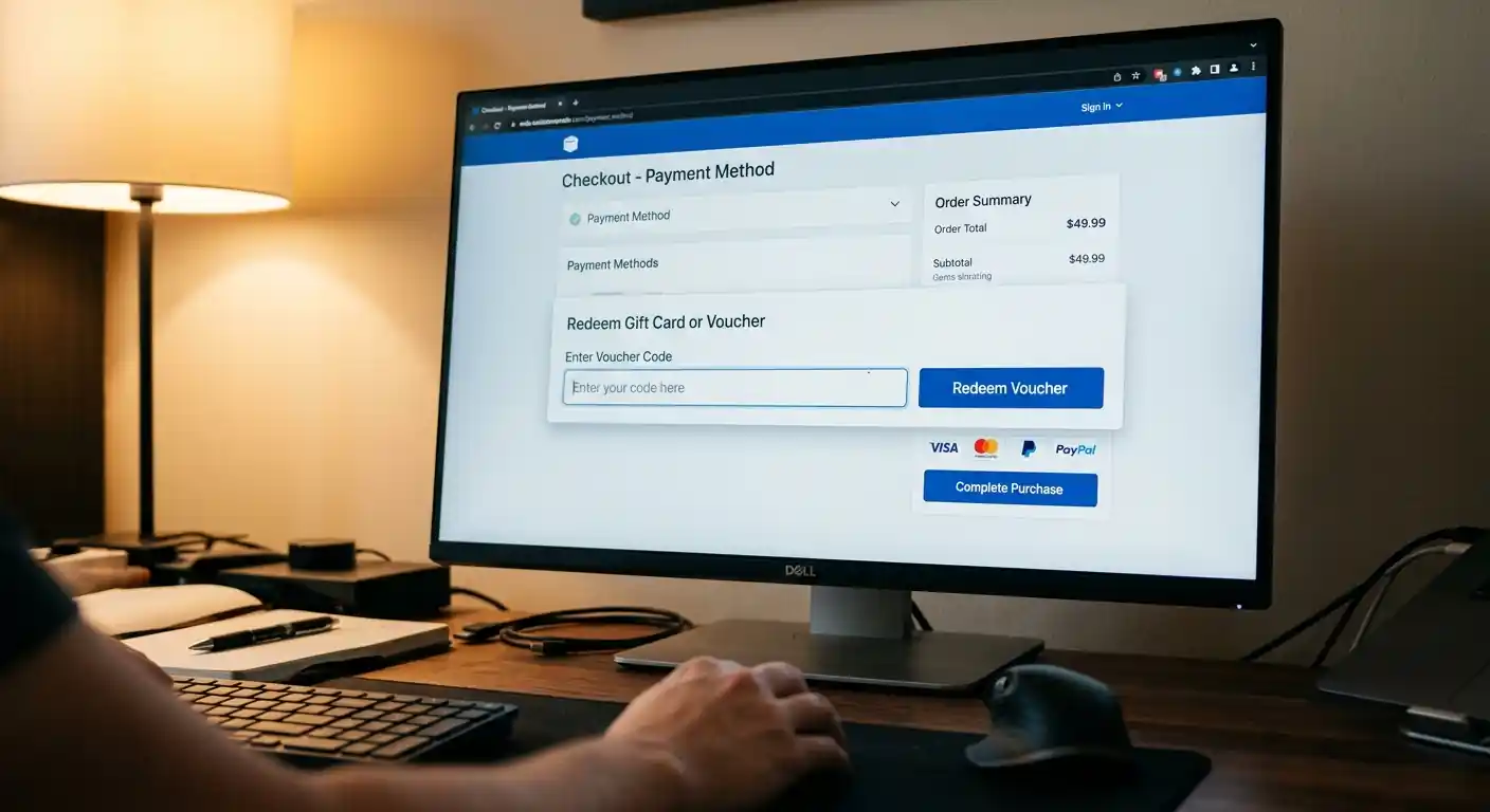 Schreibtisch mit Notebook und MiFinity-Interface neben Notizen zum verantwortungsvollen Spielen