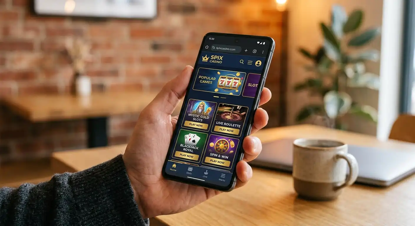 Smartphone mit Casino-App im mobilen Browser