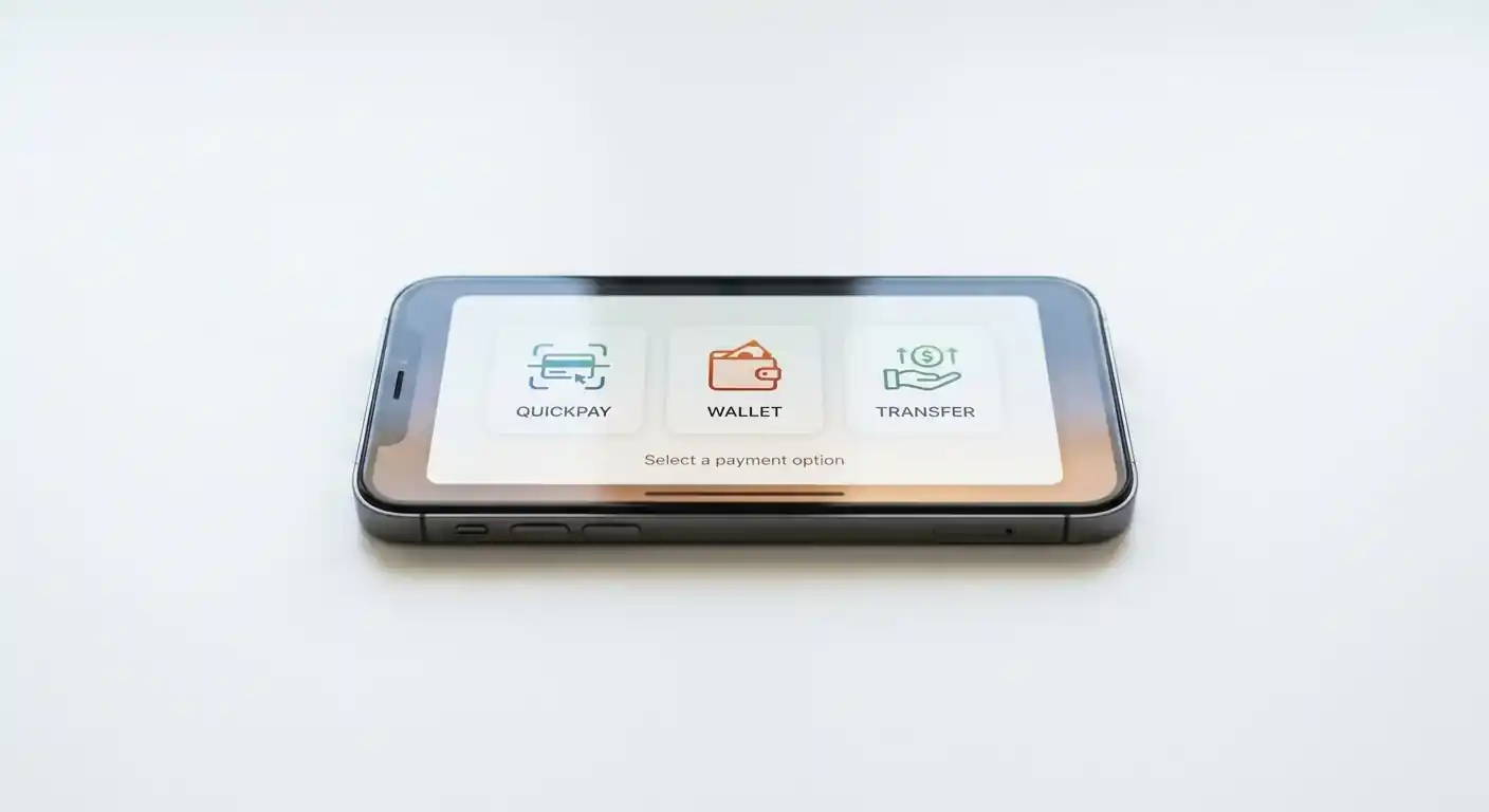 Smartphone mit Apple Pay, Google Pay und PayPal Apps auf dem Display