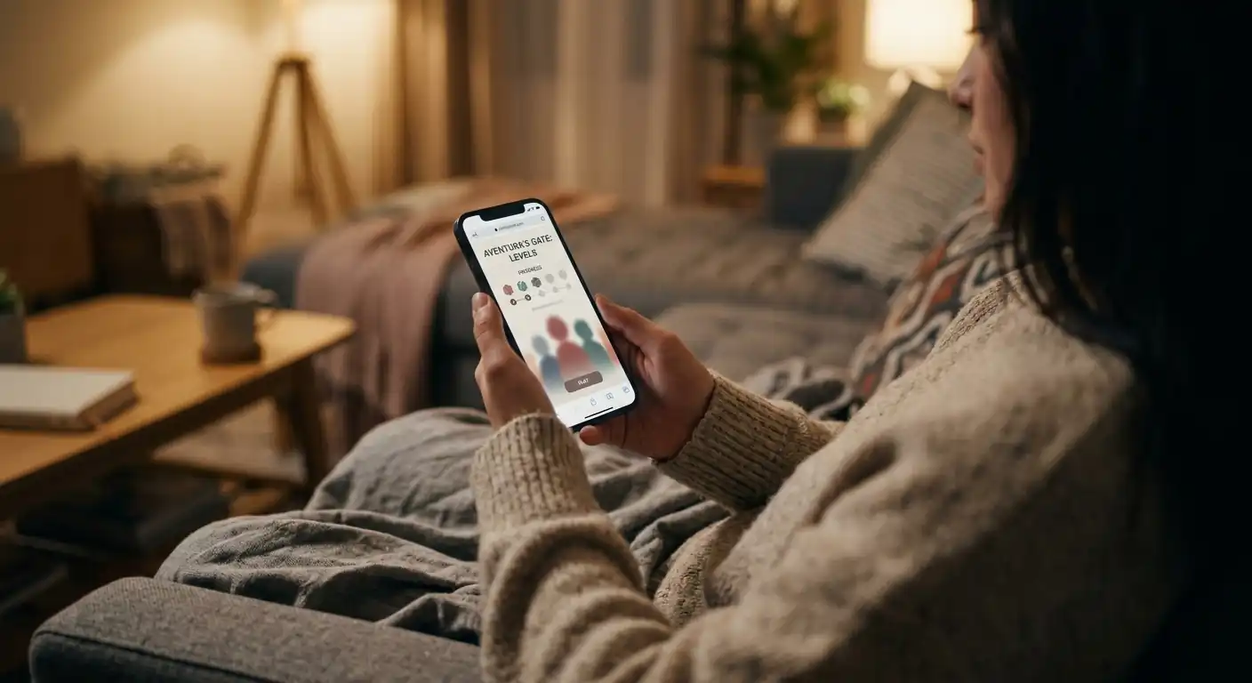 Person spielt mobil im Browser auf dem iPhone ohne Ausweis