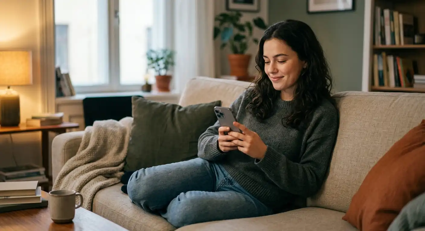 Neuer Spieler wählt ein Casino mit Startguthaben am Smartphone aus