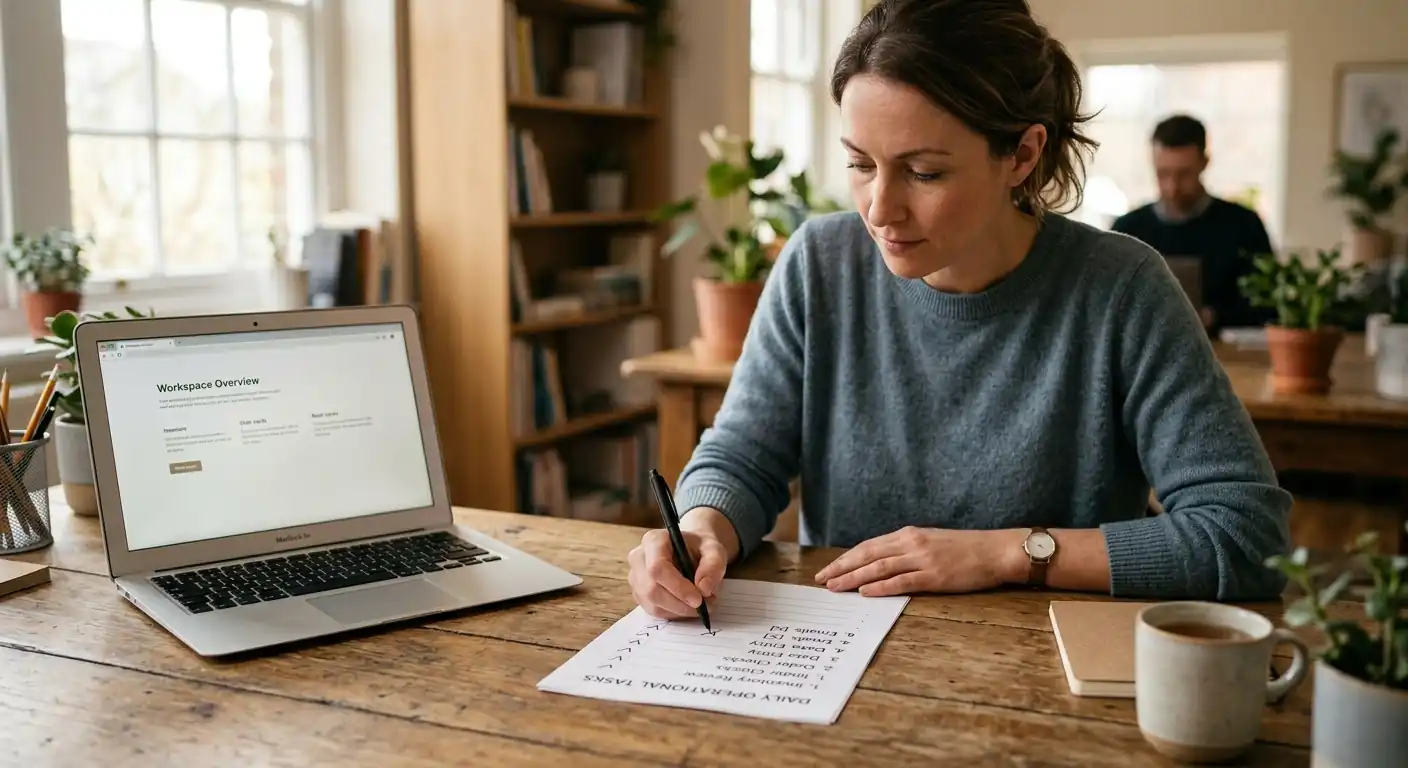 Person prüft mit Stift eine Checkliste zur Seriosität eines Online Casinos