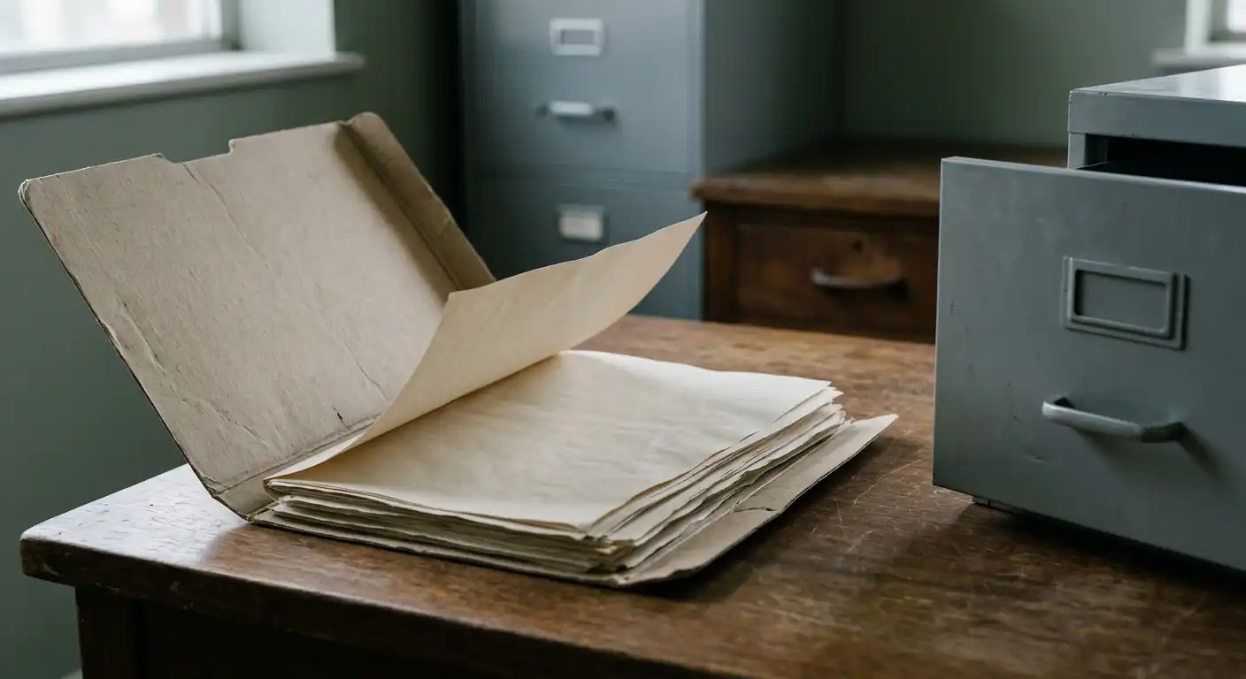 Archivmappe mit abgelegten Unterlagen zu eingestellten Angeboten
