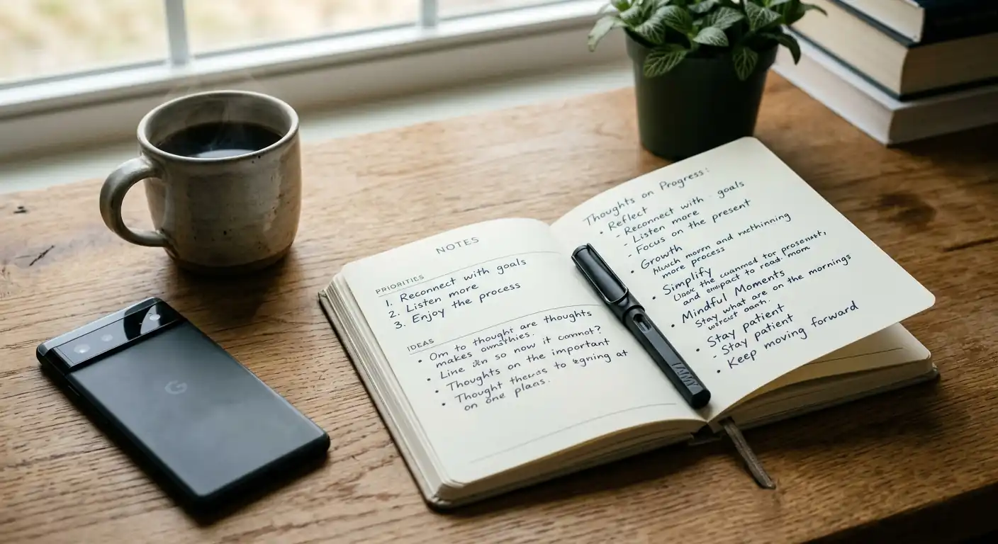 Notizbuch mit persönlichen Budgetgrenzen als Zeichen für verantwortungsvolles Spiel