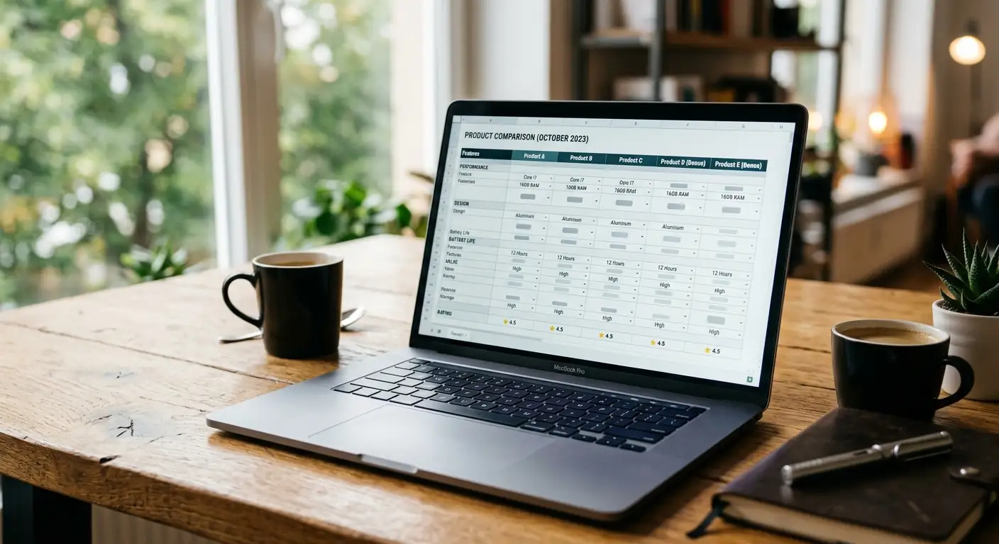 Vergleichstabelle mit verschiedenen Bonusangeboten auf Laptop-Bildschirm