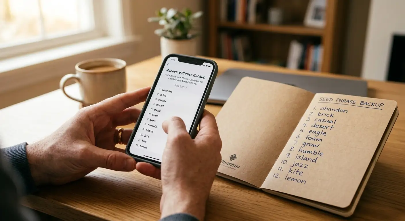 Person richtet XRP-Wallet auf Smartphone ein